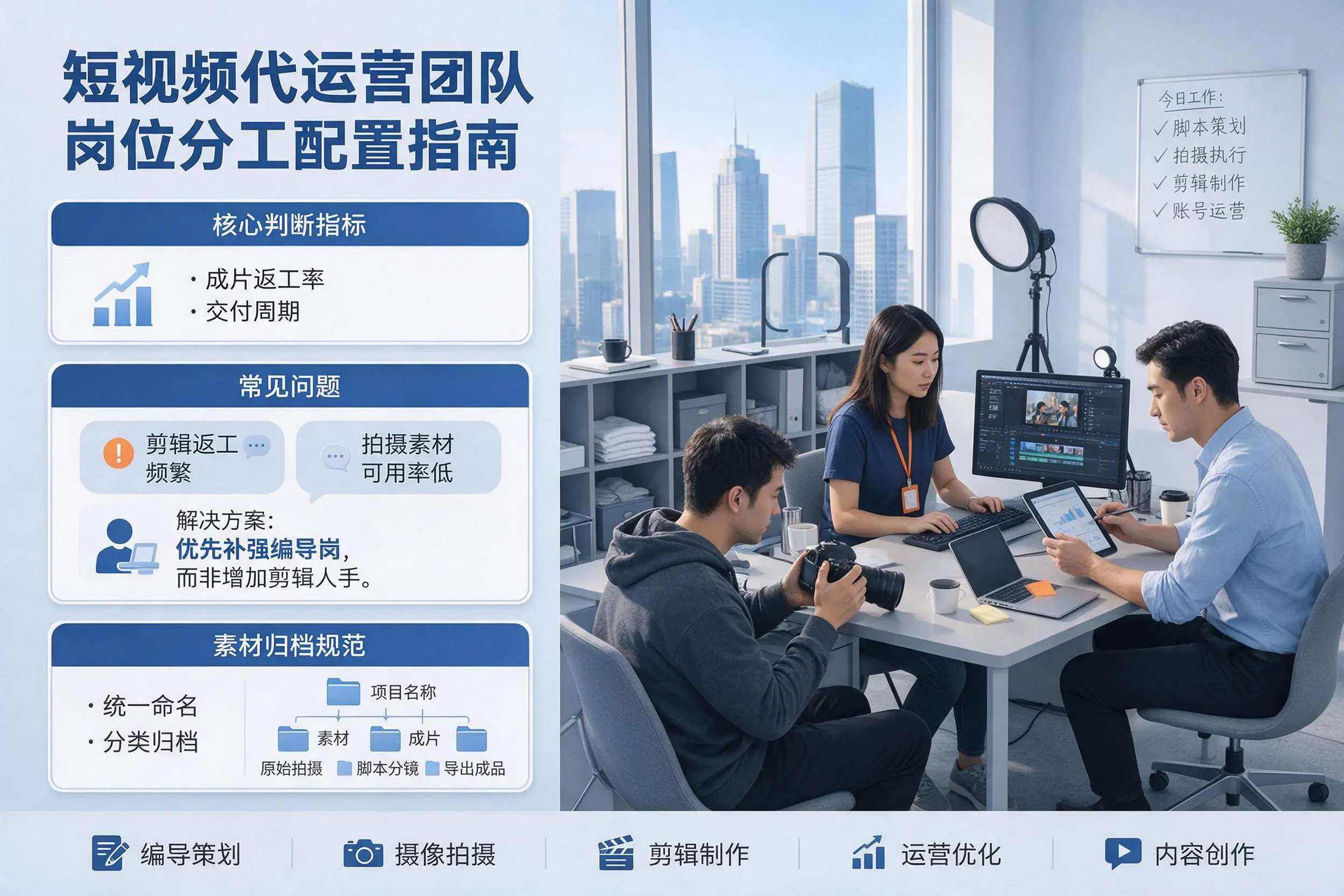 短视频代运营团队如何配置？潜江企业岗位分工科普说明