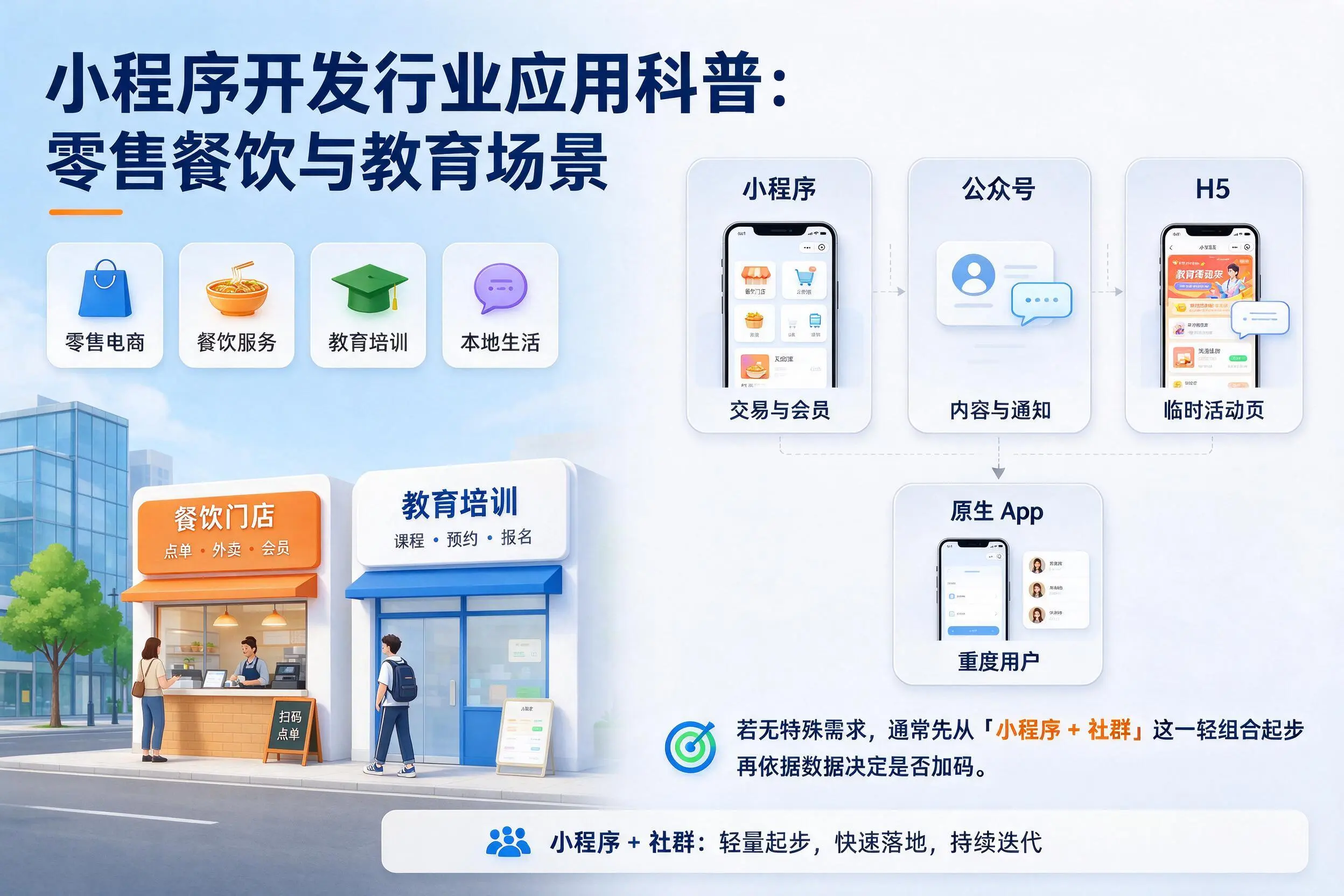潜江小程序开发行业应用科普:零售餐饮与教育场景