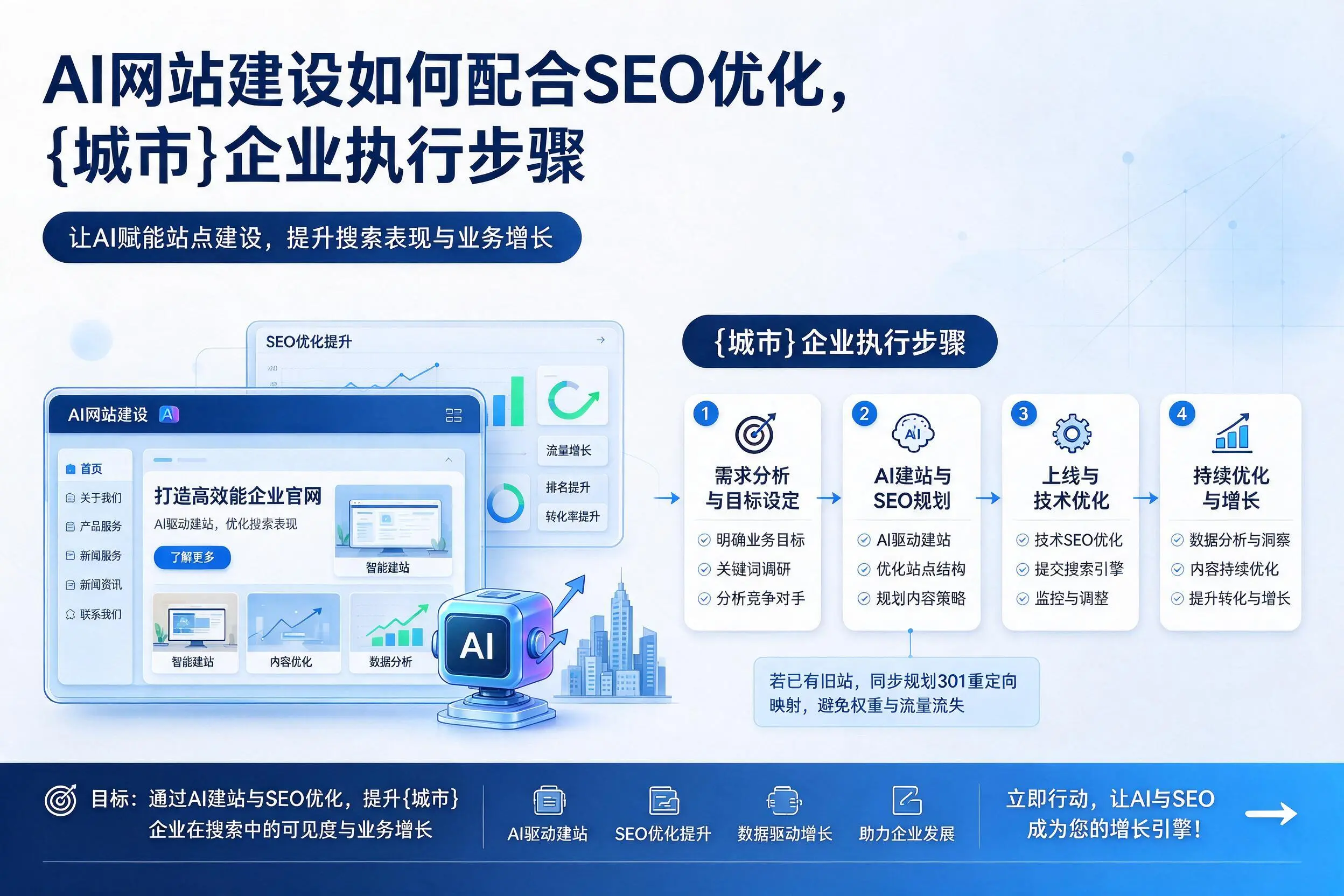 AI网站建设如何配合SEO优化,潜江企业执行步骤